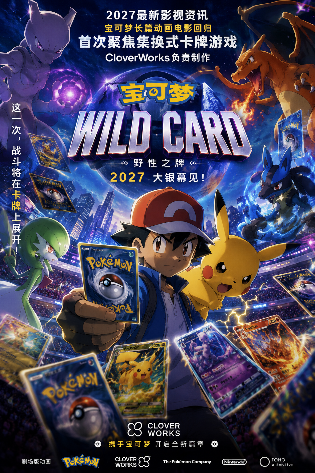 《宝可梦：Wild Card》2027最新影视资讯：宝可梦长篇动画电影回归，首次聚焦集换式卡牌游戏，CloverWorks负责制作